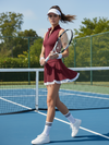 Mesh-Trimmed High-Elastic Waist Tennis Skirt