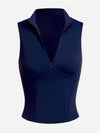 Front Zipper Stand Collar Tank Top