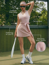 Built-in Bra Bow Shawl Collar Sleeveless Tennis Dress