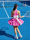 Built-in Bra Bow Folds Crew Neck Sleeveless Tennis Dress