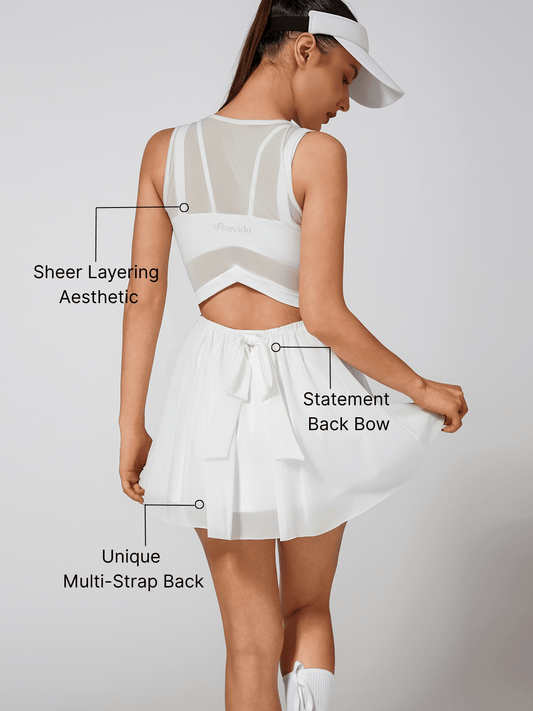 Built-in Bra Bow Cut Out V Neck Sleeveless Tennis Dress