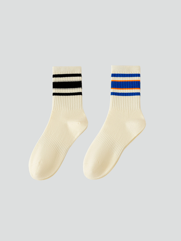 Vintage Sporty Ribbed Crew Socks 2-Pack Black/Blue