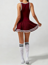 High Elasticity Hollow Out Tennis Skirt Wine Red
