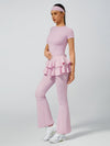 Women's High-Elastic Folds Ruffled Long Pant With Pockets