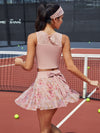 Quick-Dry Bow Floral A-Line Tennis Skirt