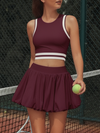 Pocket Stitching Bubble Tennis Skirt Burgundy