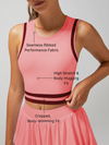 Seamless Ribbed Performance Fabric Crew Neck Crop Tank Top Pink