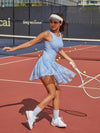 Built-in Bra 3D Floral Cut Out Lace Crew Neck Sleeveless Tennis Dress