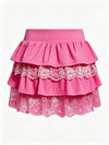 Breathable Bow Lace A-Line Tennis Skirt Hot Pink