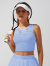 Lace Splicing Crew Neck Crop Tank Top