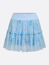 Quick-Dry Bow Floral A-Line Tennis Skirt Light Blue