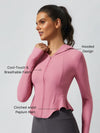 Women's Sun Protection Ruffled Zipper Hoodie Cropped Jacket
