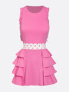Built-in Bra Bow Folds Crew Neck Sleeveless Tennis Dress