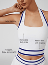 Cute Bow Halter Neckline Crop Tank Top with Built-in Bra