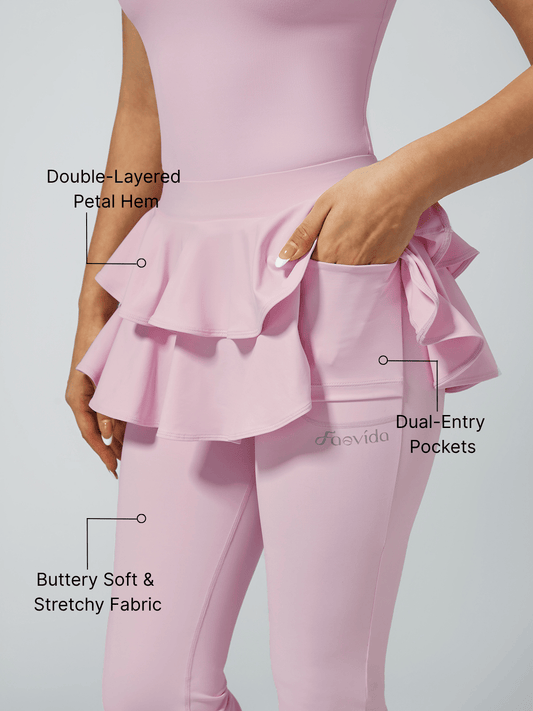 Women's High-Elastic Folds Ruffled Long Pant With Pockets