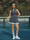 Mesh-Trimmed High-Elastic Waist Tennis Skirt