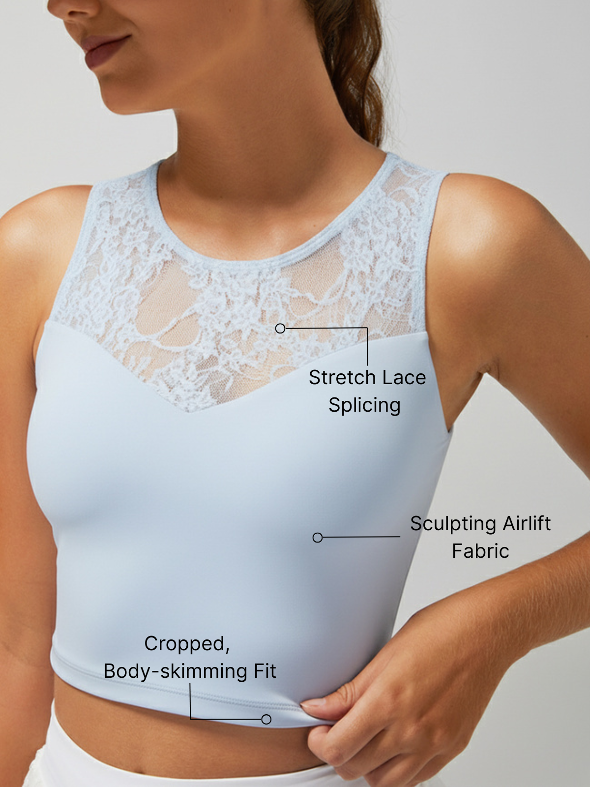 Lace Splicing Crew Neck Tank Top
