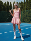 High Elasticity Hollow Out Tennis Skirt Berry Pink