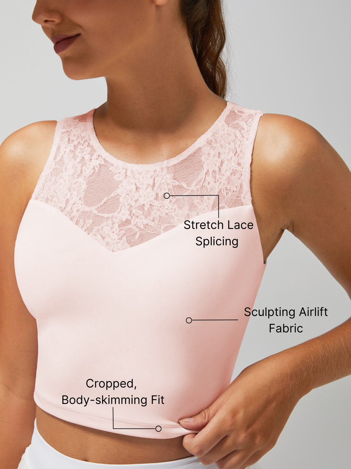 Lace Splicing Crew Neck Tank Top