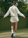 Fleece-Lined Soft Butter Casual Plain Drop Shoulder Stand Collar Sweatshirt