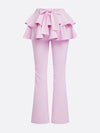 Women's High-Elastic Folds Ruffled Long Pant With Pockets