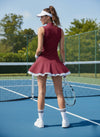 Mesh-Trimmed High-Elastic Waist Tennis Skirt