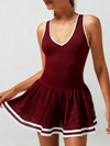 Light-to-medium Support Straps Breathable Ribbed Tank Top Wine Red