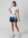 Tummy Control Ombre Pleated A-Line Tennis Skirt Navy Blue