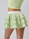 Contrast Waist Tiered Ruffles Tennis Skirt