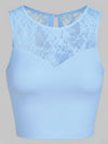 Lace Splicing Crew Neck Crop Tank Top