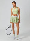Contrast Waist Tiered Ruffles Tennis Skirt
