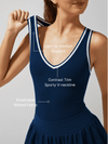Light-to-medium Support Straps Breathable Ribbed Tank Top Navy Blue