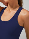 Light-to-medium Support Straps Lace Trim Crop Tank Top Purplish Blue