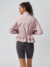 Women's Sun Protection Drawstring Ruffled Stand Collar Jacket