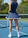 Mesh-Trimmed High-Elastic Waist Tennis Skirt