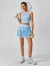 Quick-Dry Bow Floral A-Line Tennis Skirt Light Blue