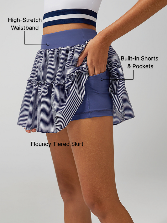 High-stretch Waistband Bow Tennis Skirt