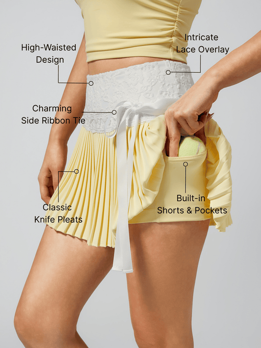 Tummy Control Lace Pleated A-Line Tennis Skirt