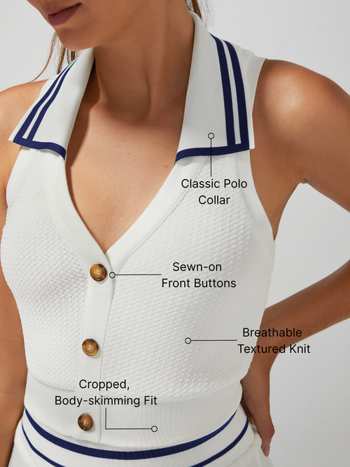 Buckle Polo Tank Top Purplish Blue