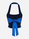 Cute Bow Halter Neckline Crop Tank Top with Built-in Bra