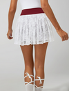 Lace 3D Flowers Pleated Tennis Skirt