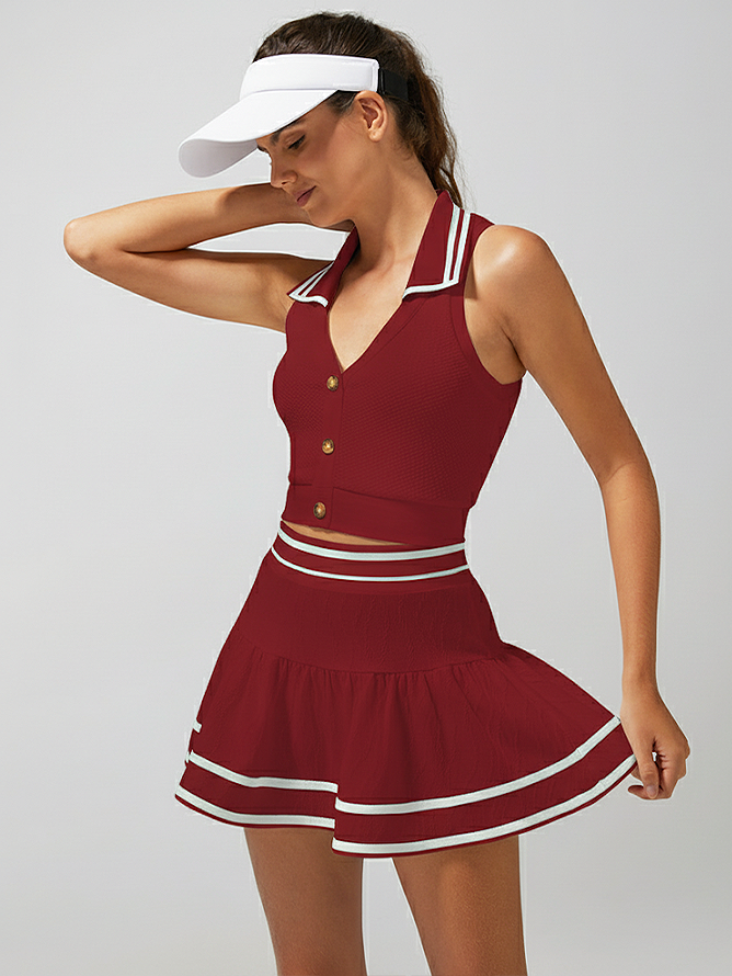 Buckle Polo Tank Top Red
