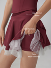 Mesh-Trimmed High-Elastic Waist Tennis Skirt