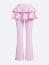 Women's High-Elastic Folds Ruffled Long Pant With Pockets