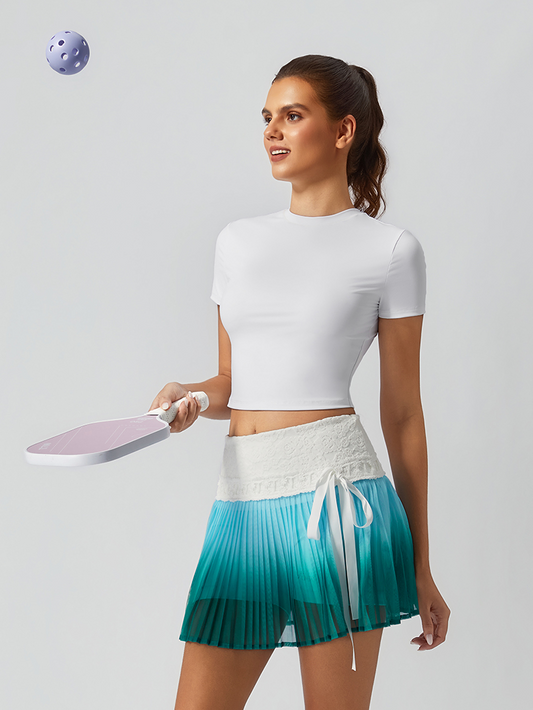Tummy Control Ombre Pleated A-Line Pickleball Skirt