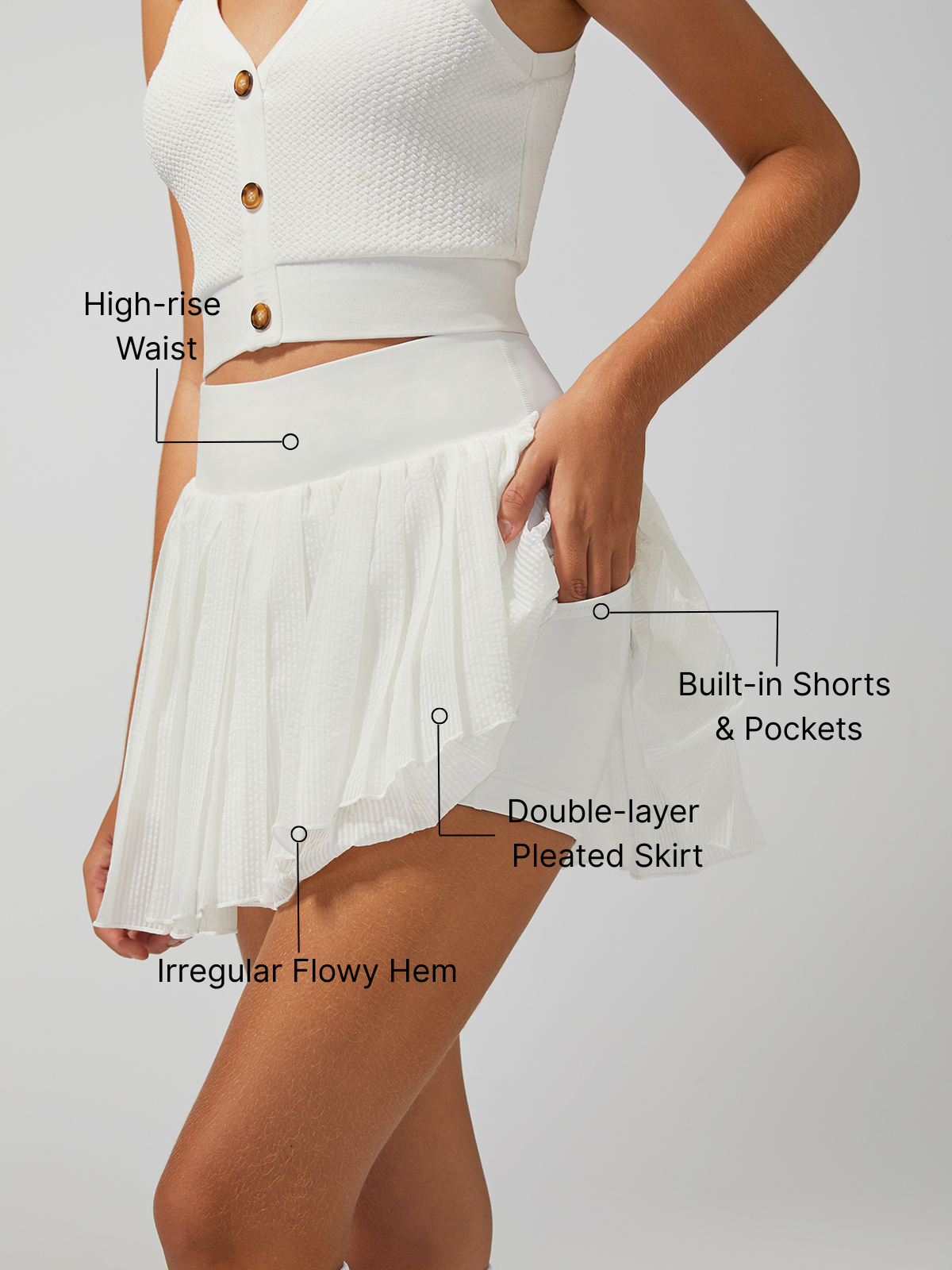 Irregular Craftsmanship Pleated Tennis Skirt