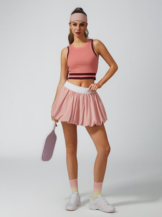 High Elasticity Bubble Pickleball Skirt Pink