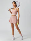 Cute Bow Halter Neckline Crop Tank Top with Built-in Bra Pink