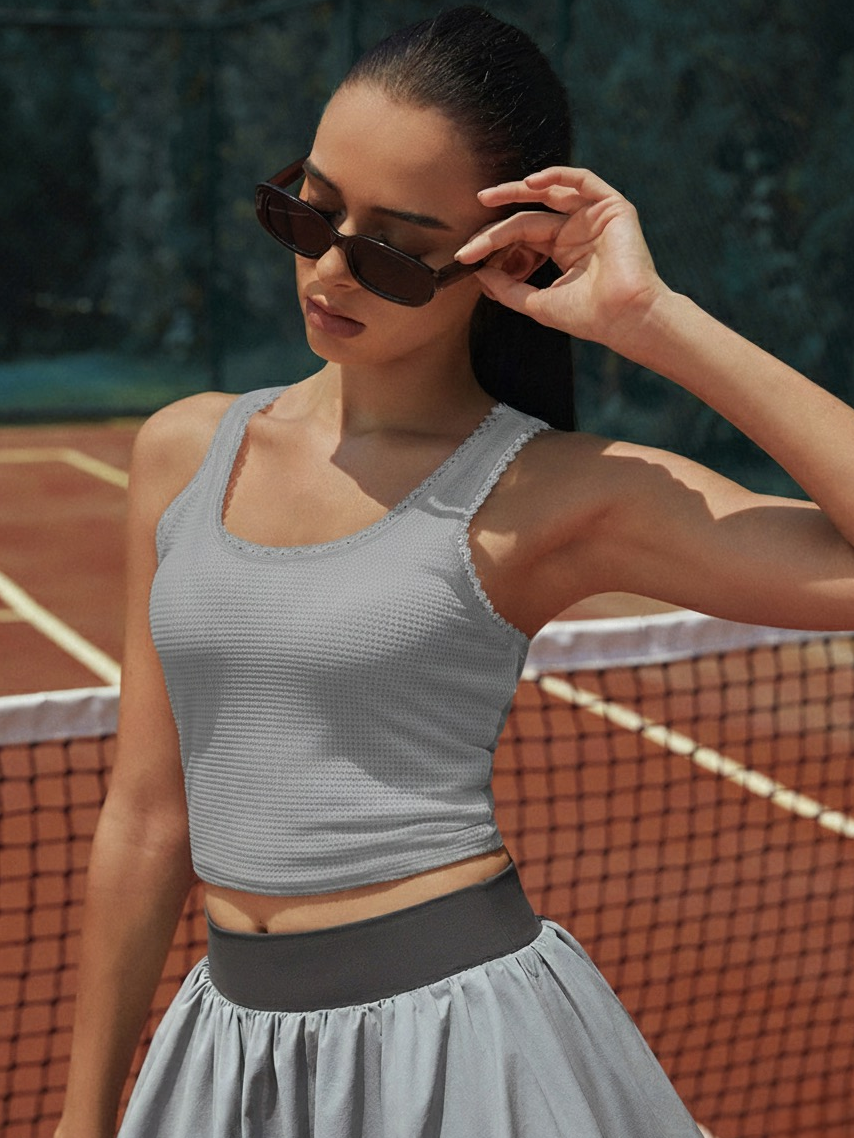 Light-to-medium Support Straps Lace Trim Tank Top