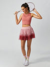 Quick-Dry Bow Ombre A-Line Tennis Skirt